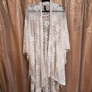 Torrid Ivory Lace Ruana Boho Crochet Sheer Kimono One Size
